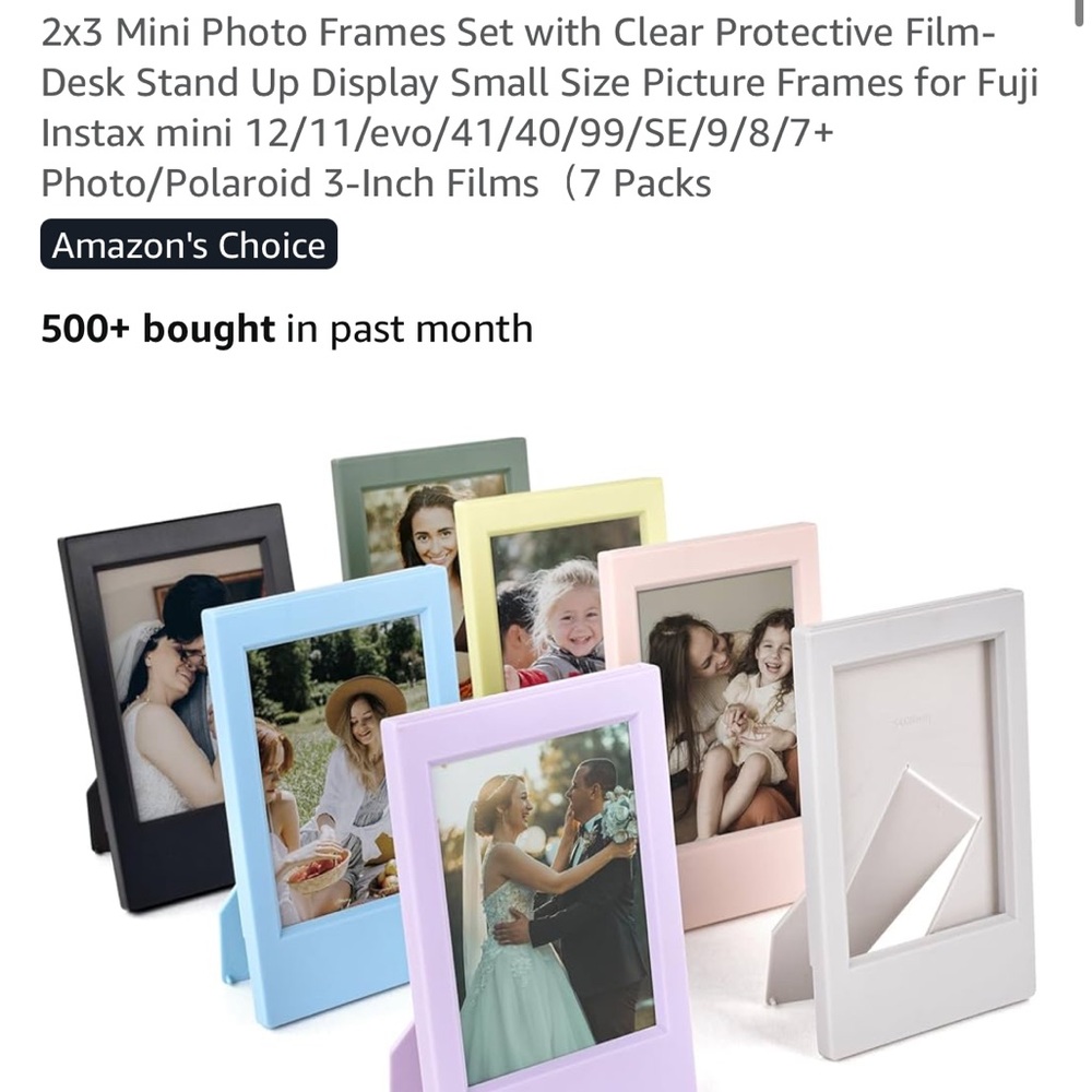 2x3 Mini Photo Frames Set with Clear Protective Film- Desk Stand Up Display
